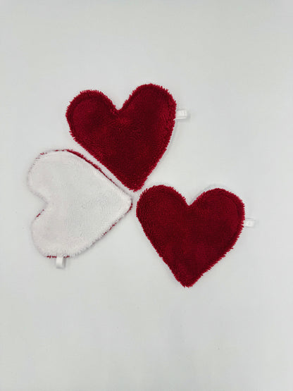 Coton démaquillant double face - rouge & blanc